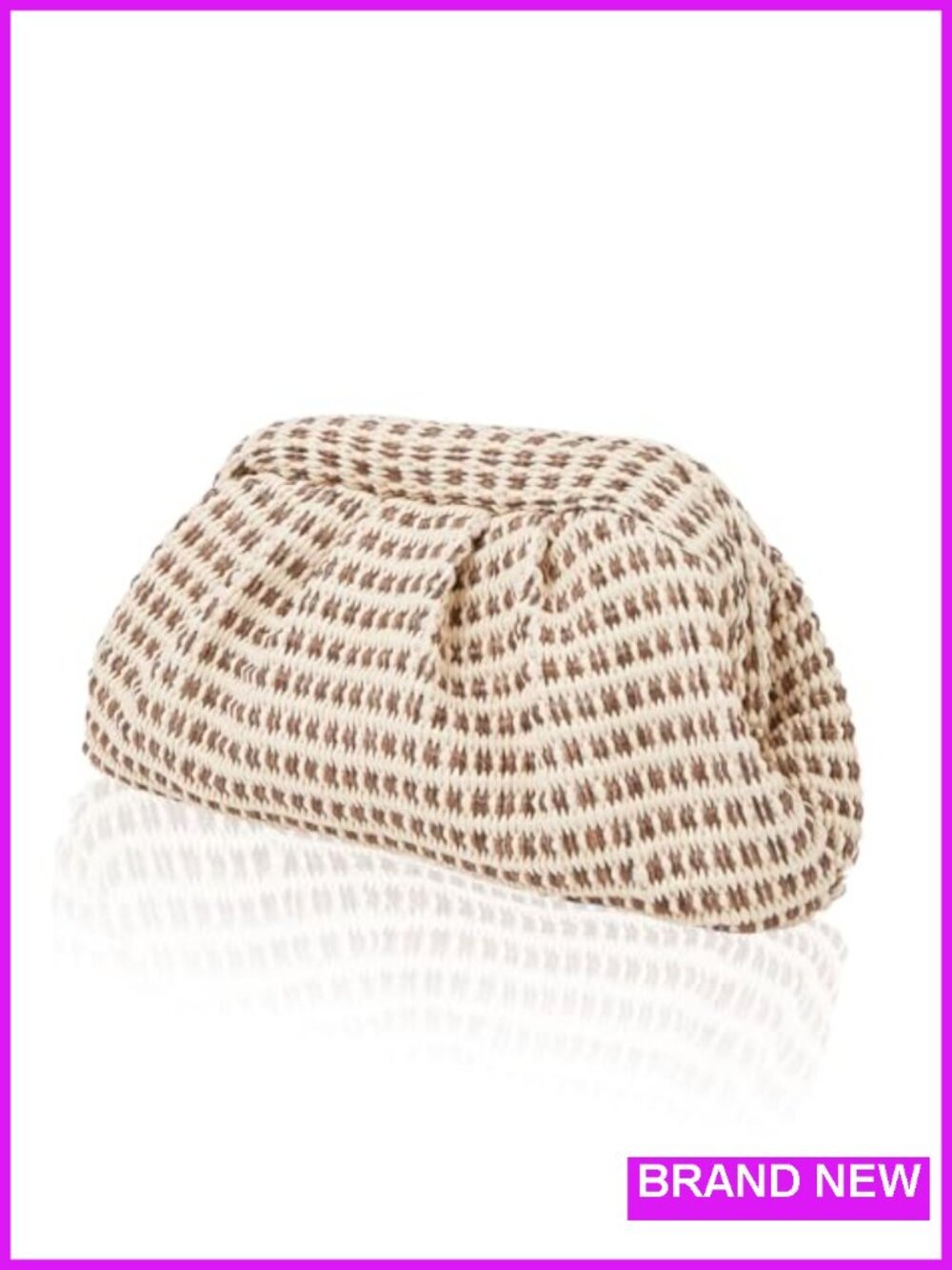 Straw Woven Cloud Clutch Houndstooth Shoulder Bag Beach Purse